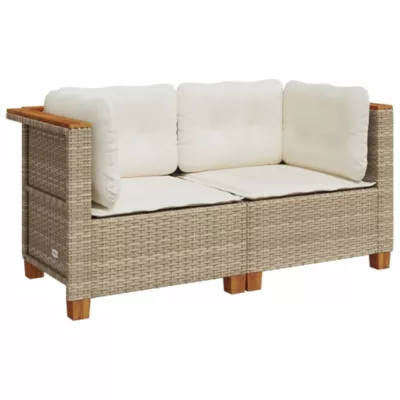 Canapés d&rsquo;angle de jardin et coussins 2pcs beige résine tressée vidaXL