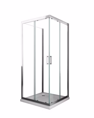 Douche de 6 mm H.190 avec une paroi laterale et deux portes coulissantes- 72,5-75 fixe x 107,5-110 x 72,5-75 coulissantes