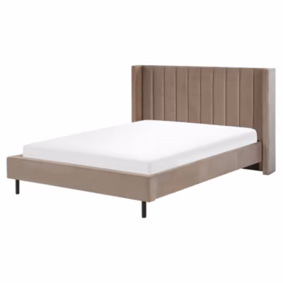 Lit avec sommier Velours VILLETTE 160 x 200 cm Taupe