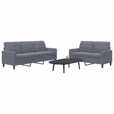 ZMH Ensemble de canapés 2 pcs avec coussins Gris foncé Velours