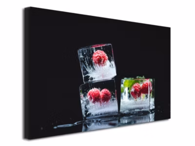 DECLINA, Tableau toile imprimée, déco cuisine, Tableau décoratif Les Glaçons de Fruits rouges, 50×30 cm