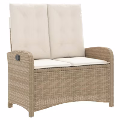 Banc inclinable de jardin avec coussins beige résine tressée vidaXL