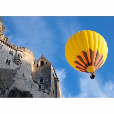 Tableau sur toile montgolfiades jaune 65×97 cm Fabriqué en France