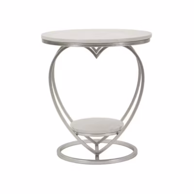 Table d&rsquo;appoint en métal et marbre Heart 40×45.5 cm