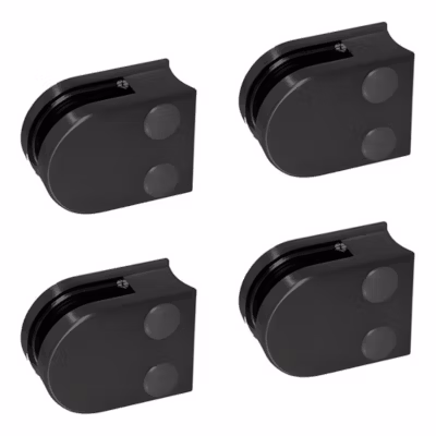 4 x Pince à verre pour tube diam. 42,4 modèle 00 – Ep. verre 6,76 mm – Inox noir anthracite