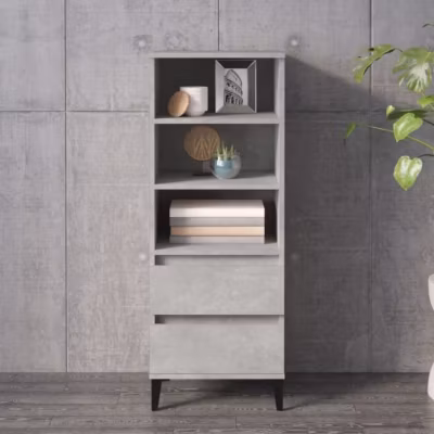 821248 vidaXL Buffet haut Gris béton 40x36x110 cm Bois d&rsquo;ingénierie