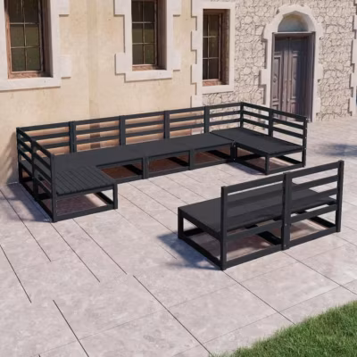 vidaXL Salon de Jardin 9 pcs Mobilier de Patio Ensemble de Meubles de Terrasse Mobilier de Jardin Meubles d&rsquo;Extérieur Bois 3076163