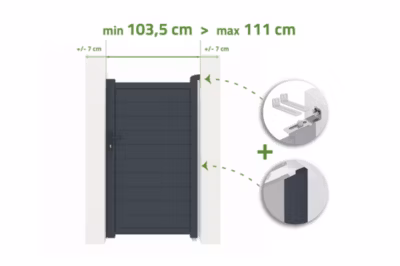 Portillon ajustable en largeur 1m EIGER H.180cm alu gris