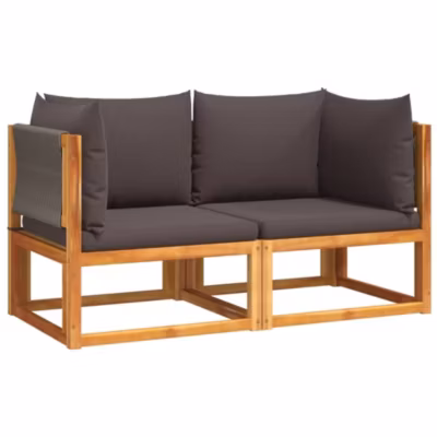 Canapés d&rsquo;angle de jardin avec coussins 2 pièces Bois d&rsquo;acacia et corde vidaXL