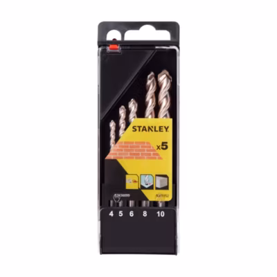 Cassette de 5 forets béton précision 4, 5, 6, 8, 10mm Stanley STA56099-QZ