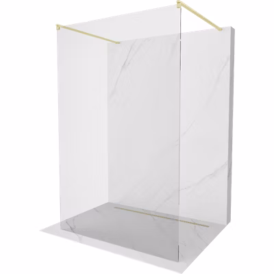 Mexen Kioto paroi de douche autoportante 180 x 200 cm, transparent 8 mm, or brossé – 800-180-002-55-00