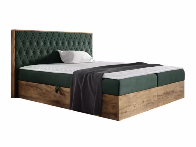 Lit continental Baltimore 190, Double, Vert, Tissu, Disponible