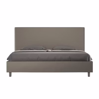 Lit Focus avec sommier rembourré 200×200 simili cuir cappuccino
