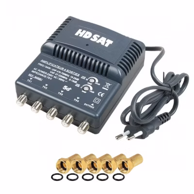 amplificateur TNT 4 sorties Gain 25dB + 5 Fiches F HDSAT