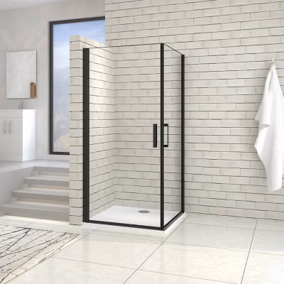 Cabine de douche pivotante en 8mm verre anticalcaire – 100x80x200 cm – Noir