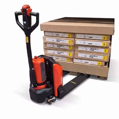 Transpalette électrique surbaissé – Fourches standards 1150x540mm – Idéal pour les palettes basses – Charge max 1500kg –