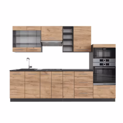 Vicco Cuisine Chêne doré/anthracite 280cm , PT Anthracite