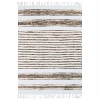 Tapis en coton lignes sable-blanc 160×230