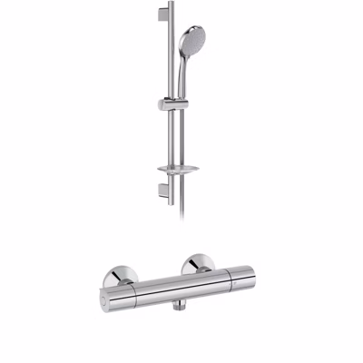 Mitigeur de douche thermostatique JACOB DELAFON Simone + barre + pommeau de douche