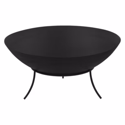 Bol à feu basero noir en acier avec 3 pieds foyer grille barbecue  50 x 24 cm