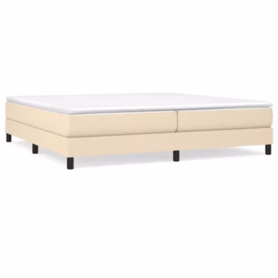 Lit double, Lit adulte, Cadre de lit à ressorts crème 200×200 cm tissu