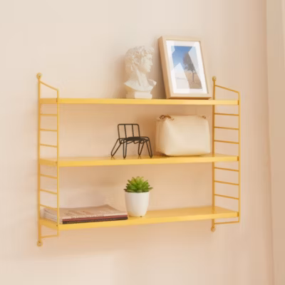 Etagère murale Strängnäs à 3 niveaux modulables 50 x 60 x 15 cm jaune mat en.casa
