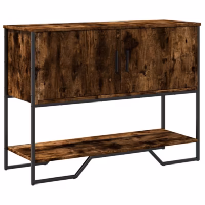 Table console chêne fumé 100x35x74,5 cm bois d&rsquo;ingénierie vidaXL