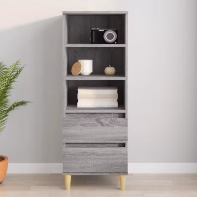 821242 vidaXL Buffet haut Sonoma gris 40x36x110 cm Bois d&rsquo;ingénierie