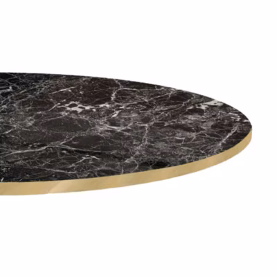 Plateau rond 80cm decor marbre noir brillant chants laiton – Restootab