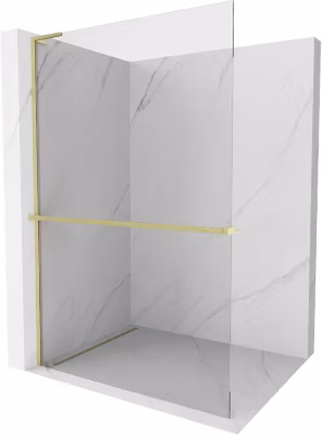 Mexen Kioto+ L paroi de douche avec étagère Walk-in 110 x 200 cm, transparent, or brossé – 800-110-123-55-00