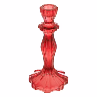 Bougeoir H.20cm verre rouge – Atmosphera