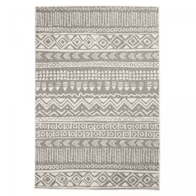 Tapis extérieur, kilim reversible LYN2 AO REVERSIBLE, gris, écru