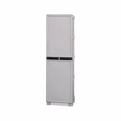 Armoire d&rsquo;extérieur Dberuatt, Armoire d&rsquo;extérieur 1 porte, Armoire de buanderie, 50x39h172 cm, Gris clair et noir