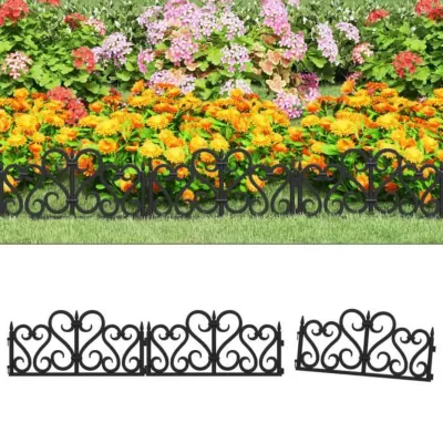 vidaXL Bordures de pelouse 17 pcs Noir 10 m PP 318301