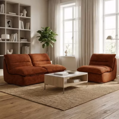 Pack Nuvia Living canapé + fauteuil – 3 places – chocolat et chocolat