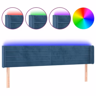 Tête de lit à LED Bleu foncé 203x16x78/88 cm Velours vidaXL