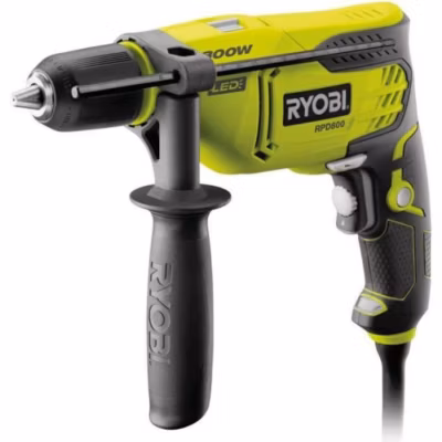 RYOBI – Perceuse a percussion 800 W – 3 000 cp/min – mandrin 13mm – blocage d&rsquo;arbre – LED + coffret & butée de profondeur – RPD