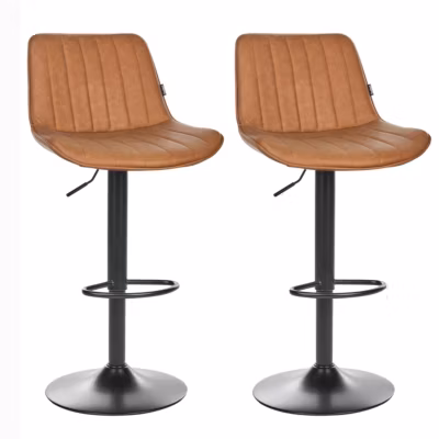 Lot de 2 chaises de bar DUBROVNIK Cuir PU Marron doré
