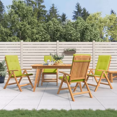 vidaXL Chaises de jardin inclinables 4pcs et coussins bois massif teck 3196474