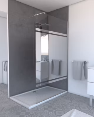 Paroi de Douche 120x200cm – Bande Miroir – Barre de Fixation Extensible et Profil Chrome