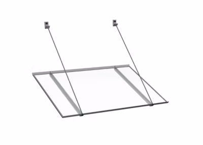 ARCTOM Auvent Bolo 120×70, couleur blanc RAL9016, plaque incolore, polycarbonate solide