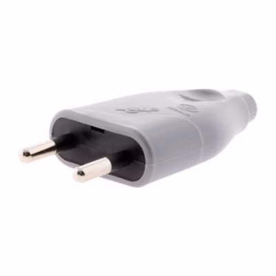 Fiche mâle 2P 6A – Gris – Zenitech