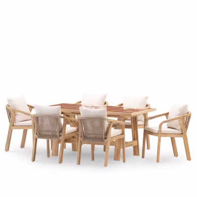 Set de repas jardin 6 pl table céramique terrecuit 168×87 – Bisbal & Siena
