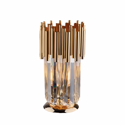 Ravel Lampe de table en fer doré et strass 1 lumière H.30 d.16 BL268-LT-OR