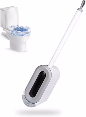 Brosse WC Murale Gris Clair avec Couvercle Nettoyage Hygiénique