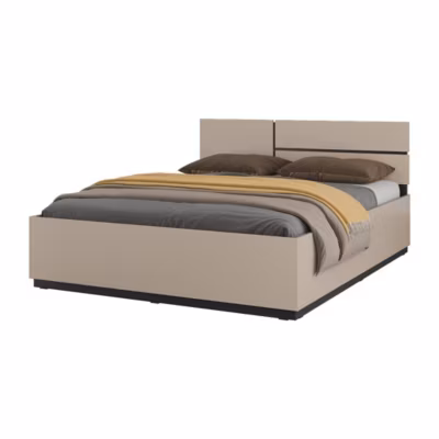 Lit HAVANA 160×200 beige et noir avec sommier  Sobriété contemporaine et confort optimal