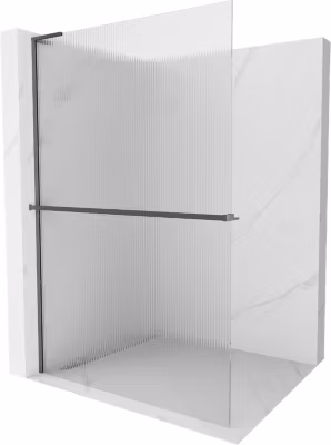 Mexen Kioto+ L paroi de douche avec étagère Walk-in 80 x 200 cm, striée, gris canon brossé – 800-080-123-66-09