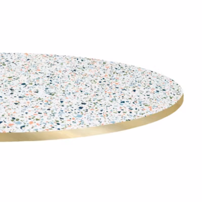 Plateau rond 90cm decor terrazzo spectra chants laiton – Restootab