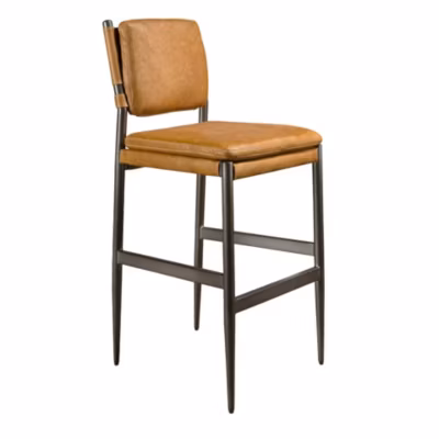 Tabouret en cuir marron au design moderne