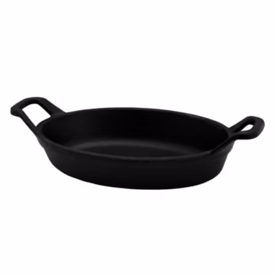 Mini plat ovale en fonte noir mat 15 cm